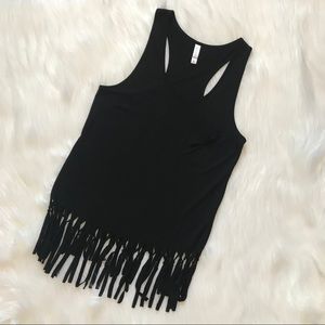 NWOT Black Fringe Tank Top